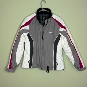Vintage Ski Doo snow mobile ski snowboard winter jacket woman M coat gray